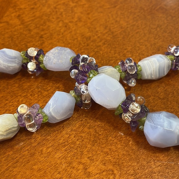 Ross Simons Blue/Purple Agate Quartz Necklace Choker - Picture 15 of 16